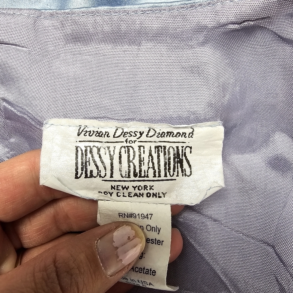 Vivian dessy diamond dessy creations Vintage 90s Crop Top Light Blue Women's 6 - Picture 3 of 8